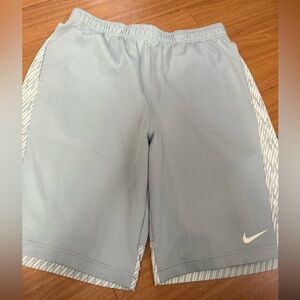 Nike Light Gray/White Athletic Shorts with Swoosh